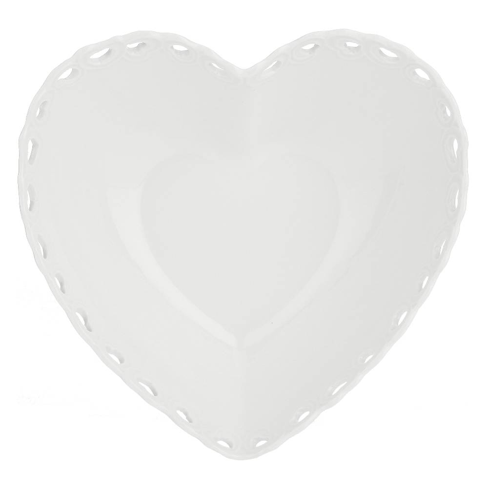 La Porcellana Bianca Ciotola Cuore Traforata 21x20x7 cm Valentino Soddisfazione Garantita