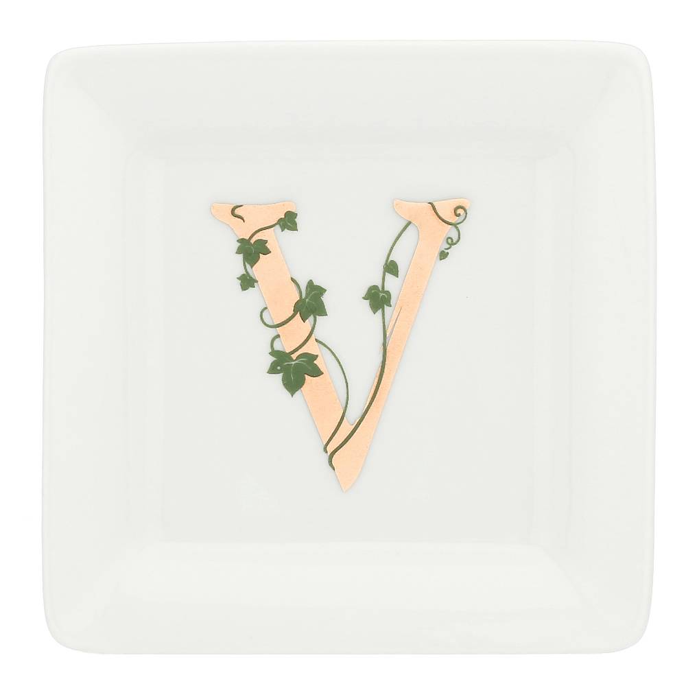 La Porcellana Bianca Gift box Piattino Quadrato con lettera 'V' Adorato Presa