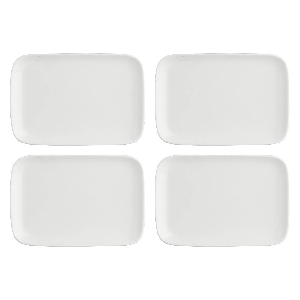 La Porcellana Bianca Set 4 Piatti Rettangolari 30x22x2,1 cm Essenziale New Age Vendite Flash