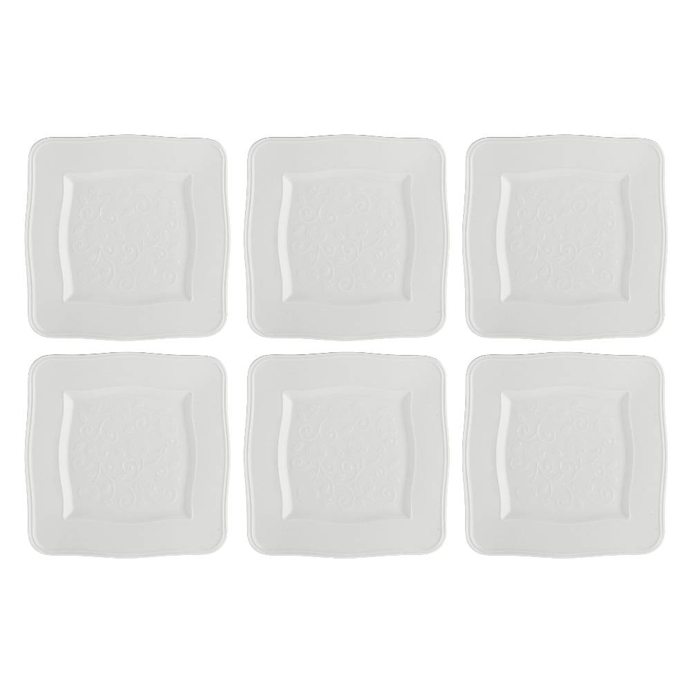 La Porcellana Bianca Set 6 Piatti Quadrati 20x20 Florentina Nuovo