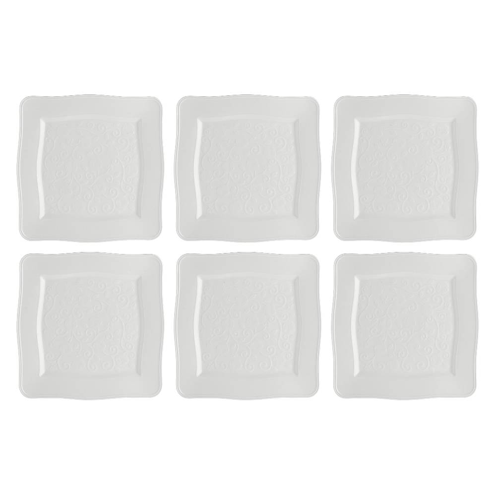 La Porcellana Bianca Set 6 Piatti Quadrati 26,5x26,5 Florentina Spedizione Gratuita