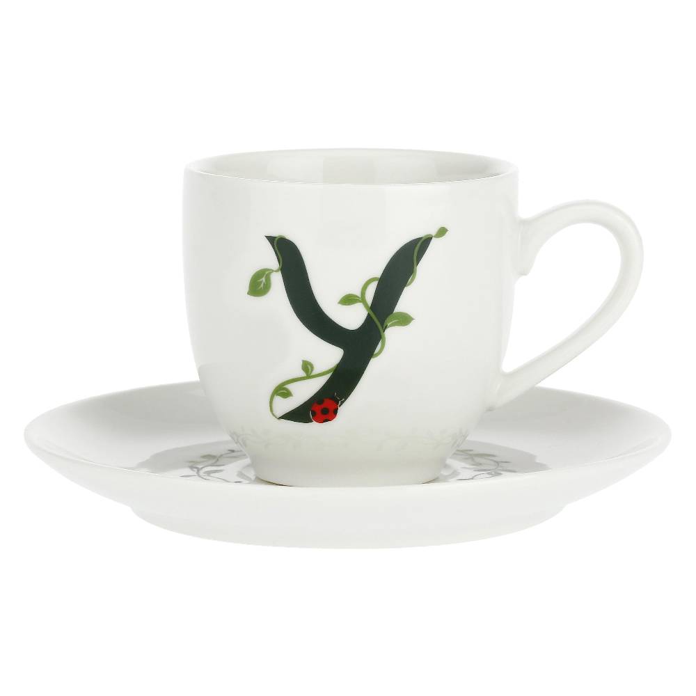 La Porcellana Bianca Gift Box Tazza Caffè con piattino Lettera 'Y' Solotua