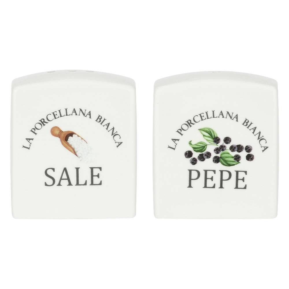 La Porcellana Bianca Set Decorato Sale e Pepe Conserva