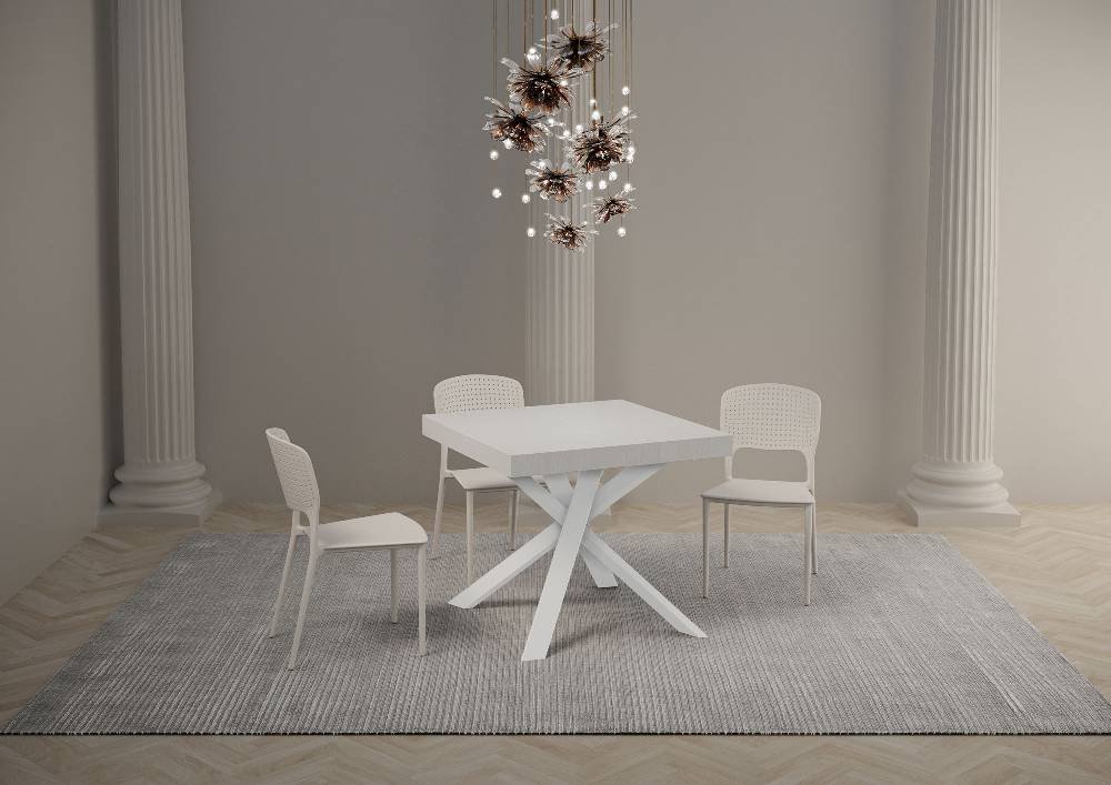 Itamoby Tavolo allungabile 90×90/194 cm Clerk Premium piano Bianco Frassino – gambe Bianche Acquista Ora