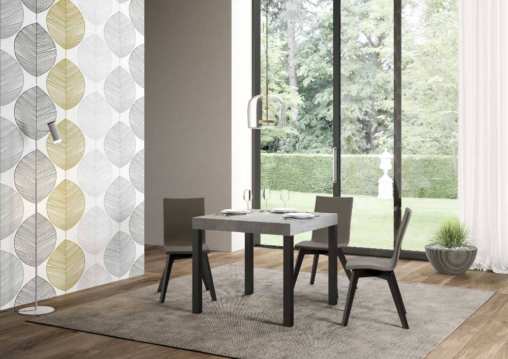 Itamoby Tavolo allungabile 90×90/246 cm Everyday Premium Cemento telaio Antracite Vendite Flash