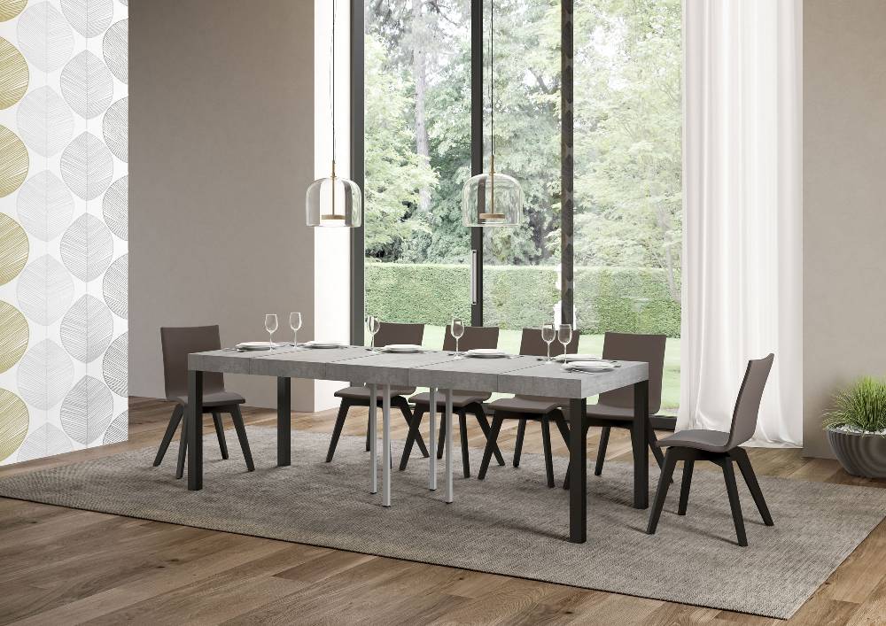 Itamoby Tavolo allungabile 90×90/246 cm Everyday Premium Cemento telaio Antracite Vendite Flash