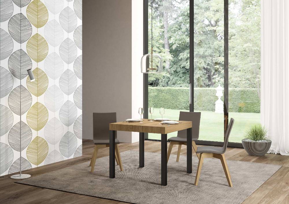 Itamoby Tavolo allungabile 90×90/246 cm Everyday Premium Quercia Natura telaio Antracite Negozio