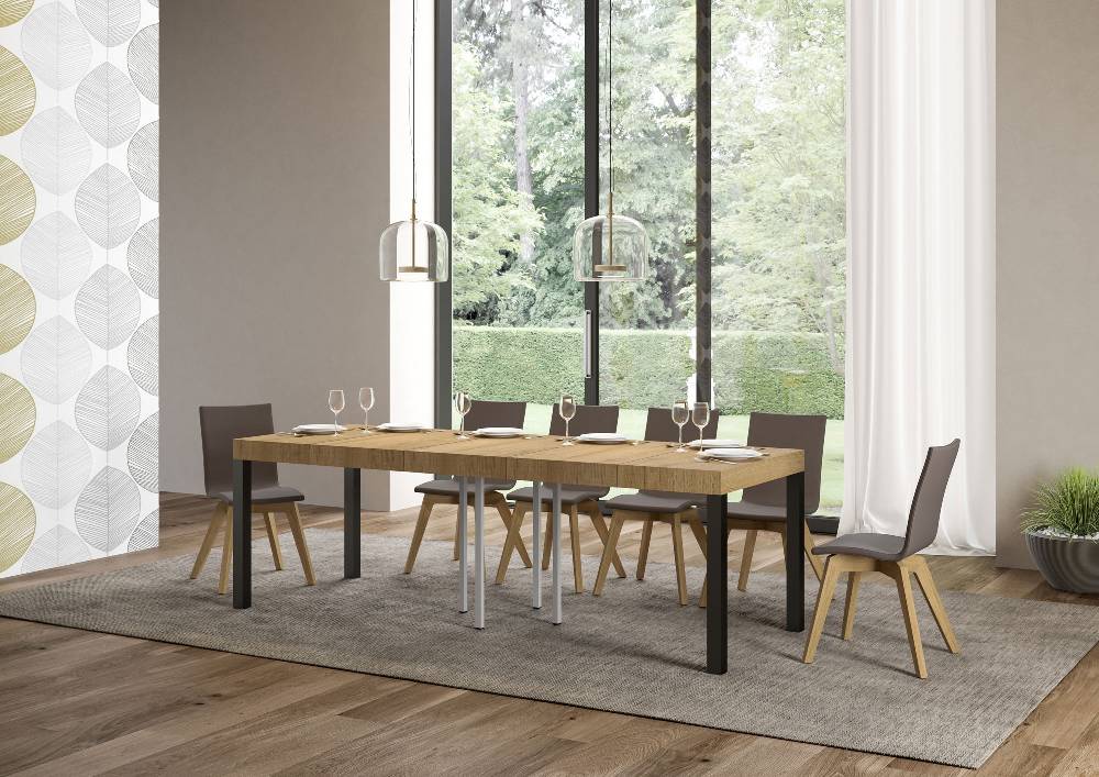 Itamoby Tavolo allungabile 90×90/246 cm Everyday Premium Quercia Natura telaio Antracite Negozio