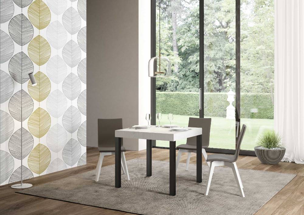Itamoby Tavolo allungabile 90×90/246 cm Everyday Premium Bianco Frassino telaio Antracite In Saldo