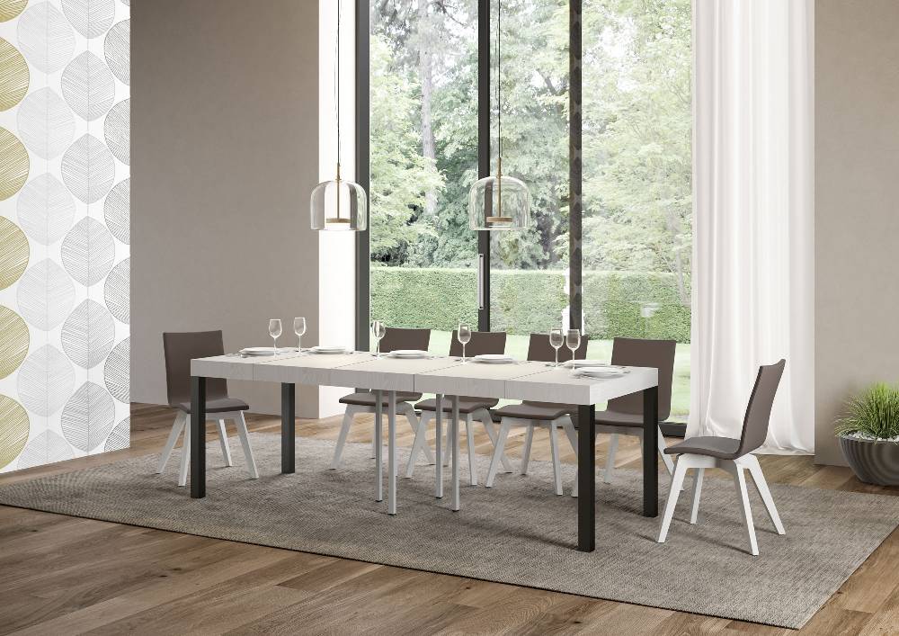 Itamoby Tavolo allungabile 90×90/246 cm Everyday Premium Bianco Frassino telaio Antracite In Saldo