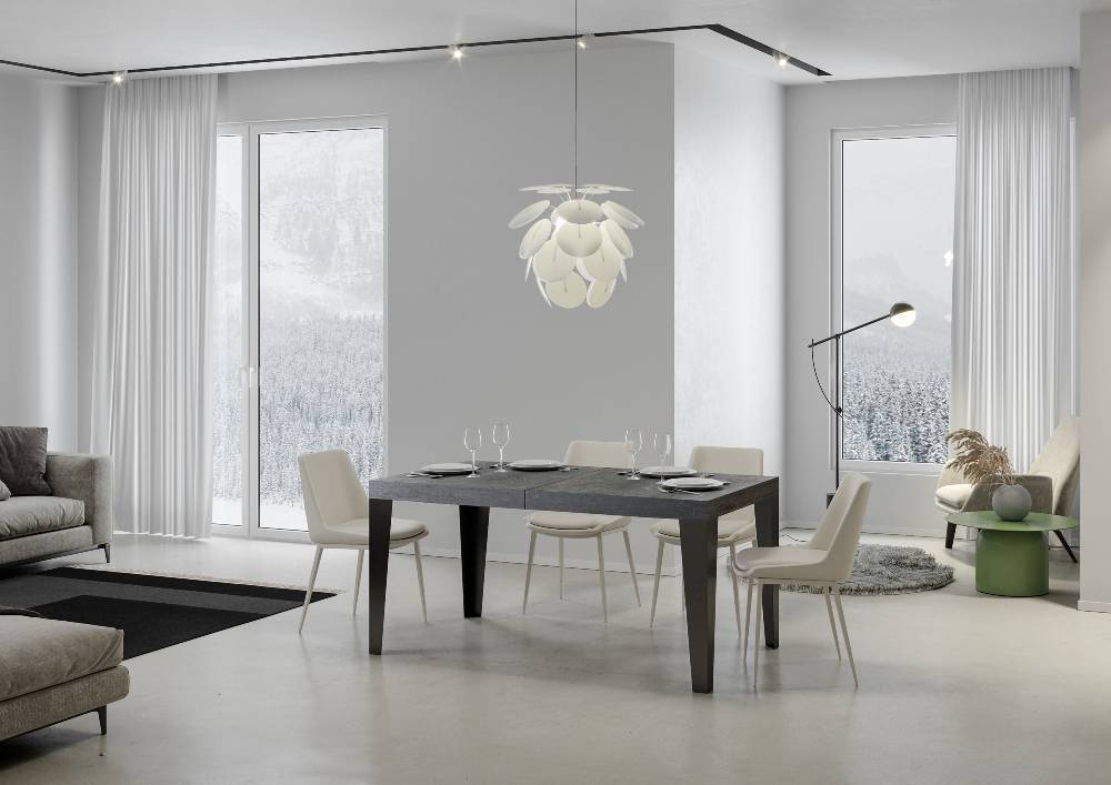 Itamoby Tavolo allungabile 90×180/284 cm Flame Premium Cemento telaio Antracite Moda