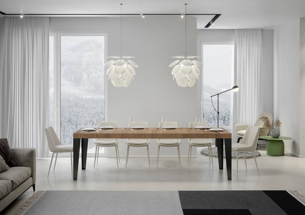 Itamoby Tavolo allungabile 90×180/284 cm Flame Premium Quercia Natura telaio Antracite 2025