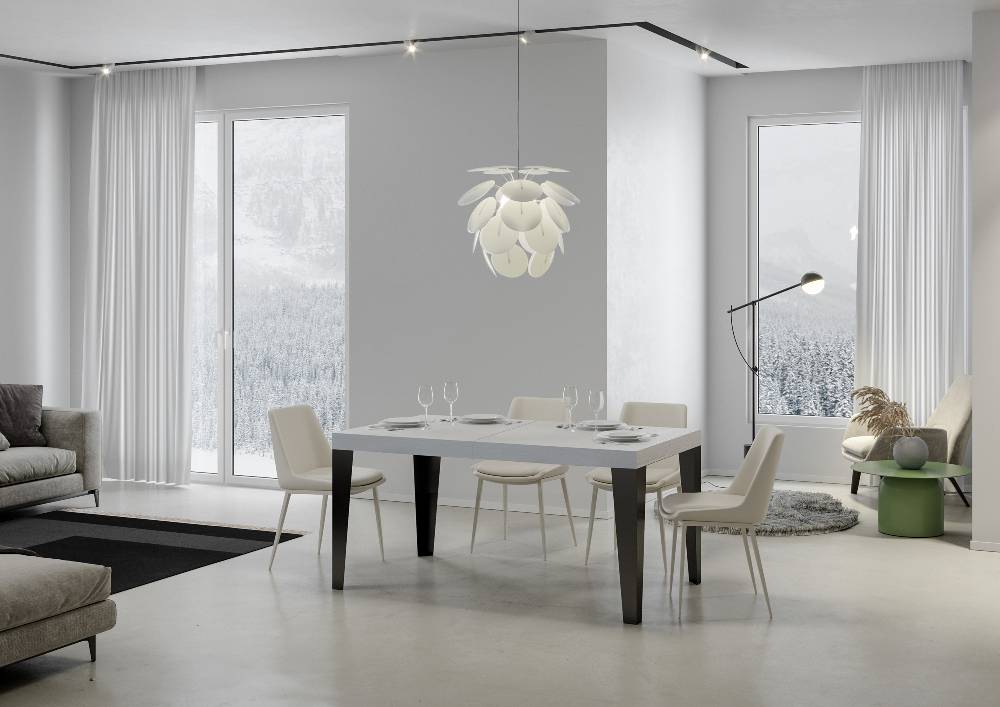 Itamoby Tavolo allungabile 90×180/284 cm Flame Premium Bianco Frassino telaio Antracite Italy