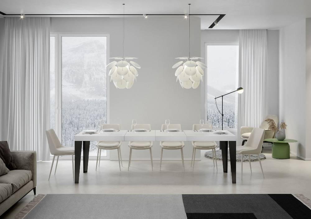 Itamoby Tavolo allungabile 90×180/284 cm Flame Premium Bianco Frassino telaio Antracite Italy