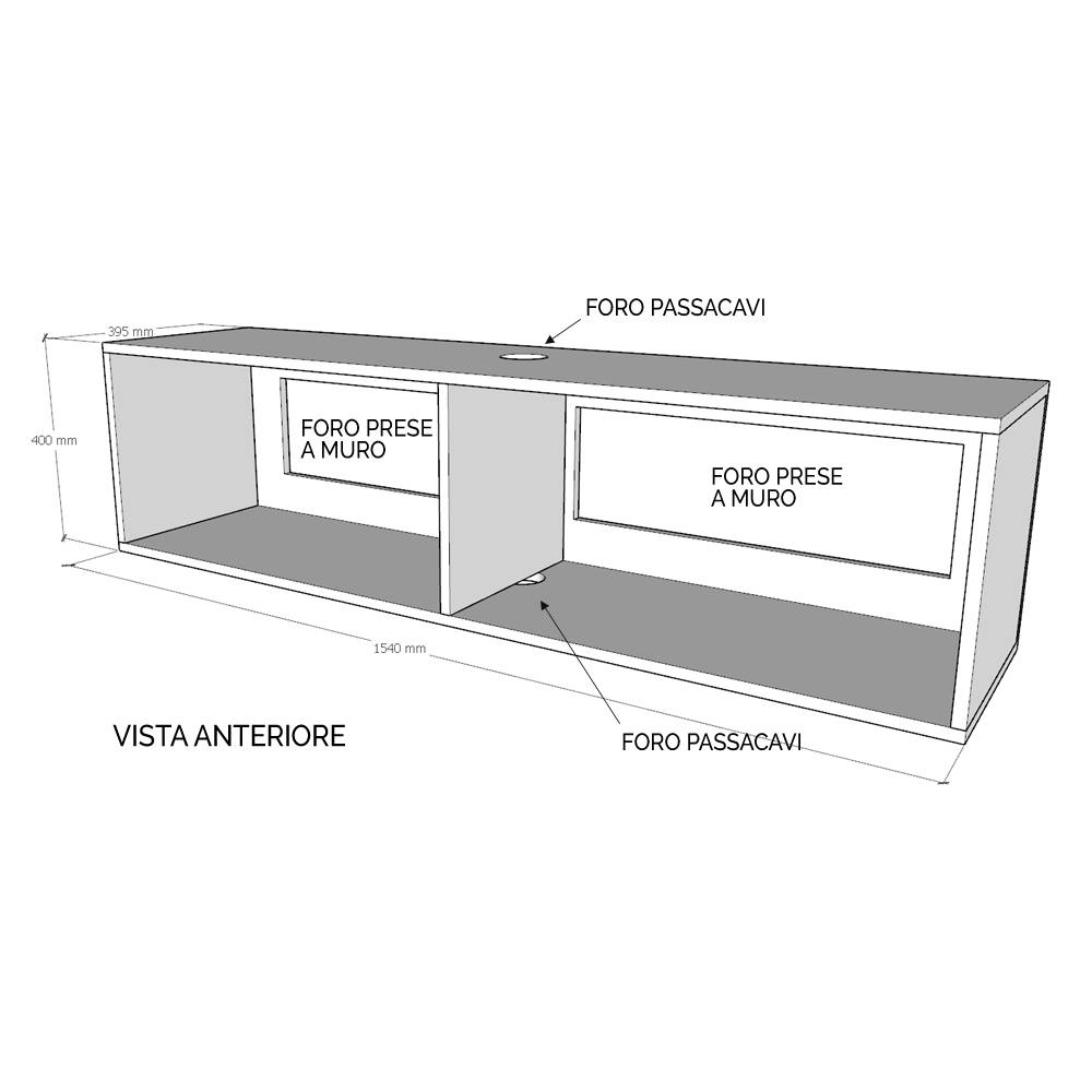 Itamoby Pensile TV Ribalta con passa cavi L.153,6 H.40 P.39,5 Bianco Frassino Shopping Online