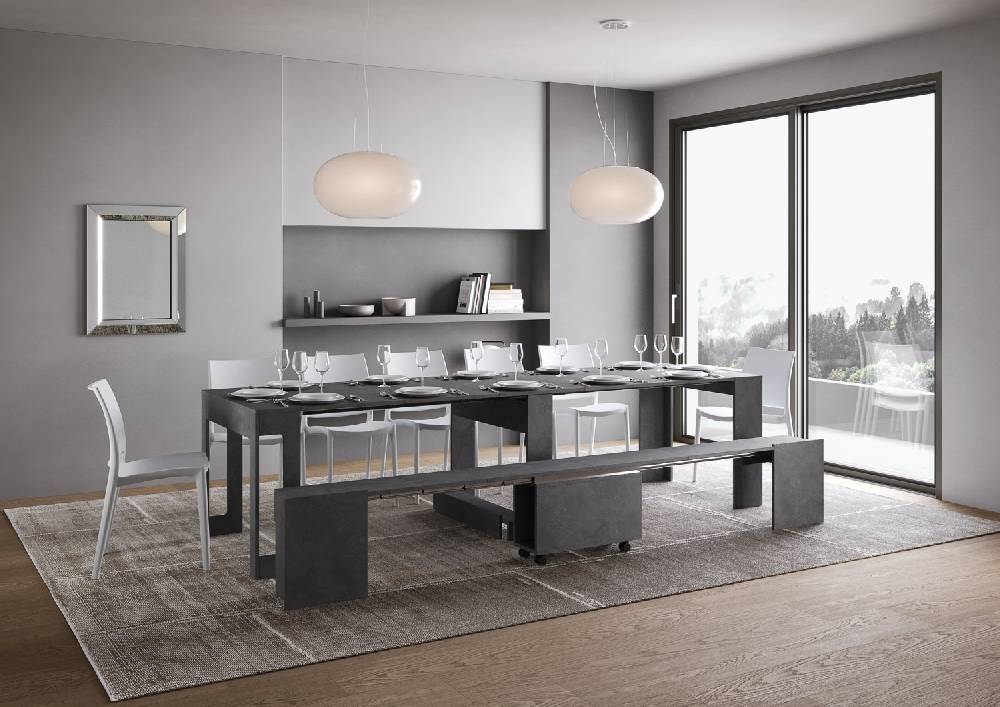 Itamoby Consolle allungabile Evolve con Panca inferiore Antracite Vendita