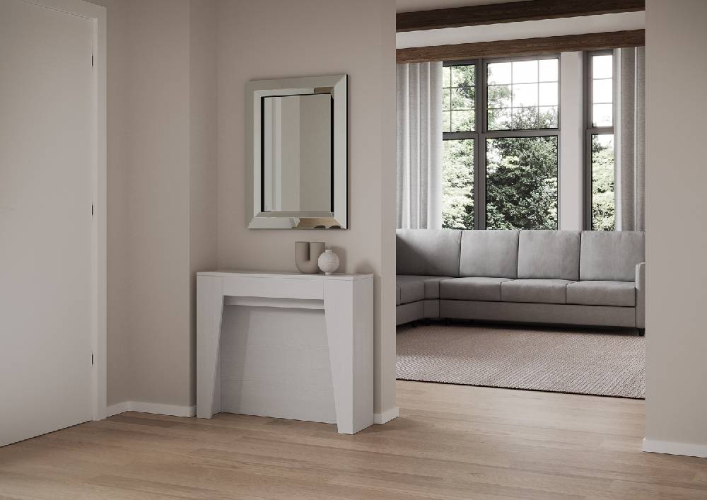 Itamoby Consolle allungabile 90×25/211 cm Anea Bianco Frassino Presa