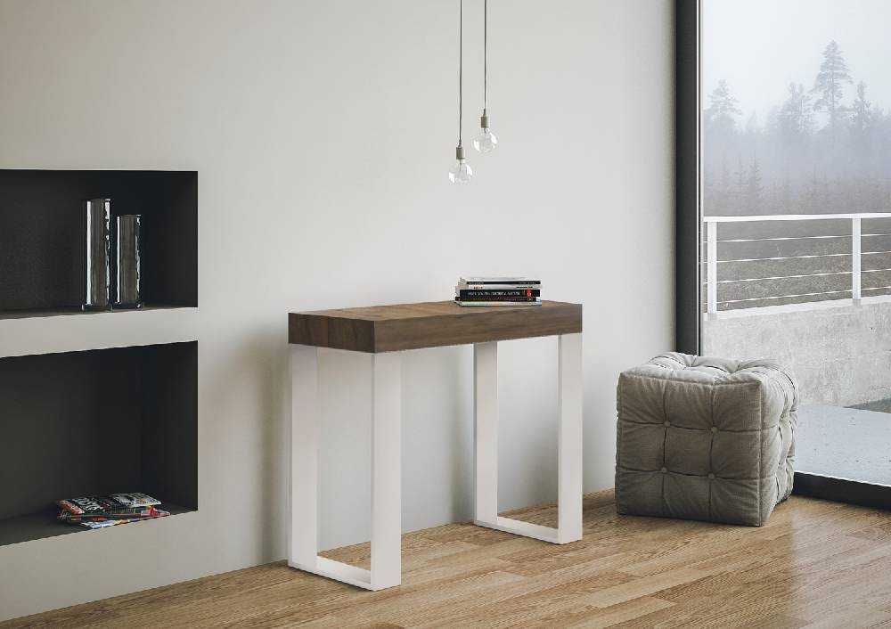 Itamoby Consolle allungabile 90×40/300 cm Tecno Noce telaio Bianco Outlet
