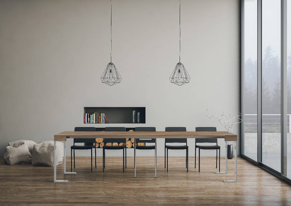 Itamoby Consolle allungabile 90×40/300 cm Tecno Noce telaio Bianco Outlet