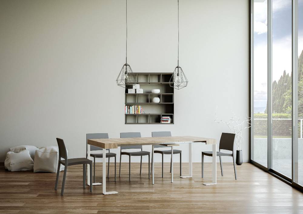 Itamoby Consolle allungabile 90×40/300 cm Tecno Quercia Natura telaio Bianco In Vendita