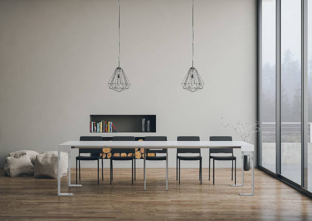 Itamoby Consolle allungabile 90×40/300 cm Tecno Bianco Frassino telaio Bianco Saldi