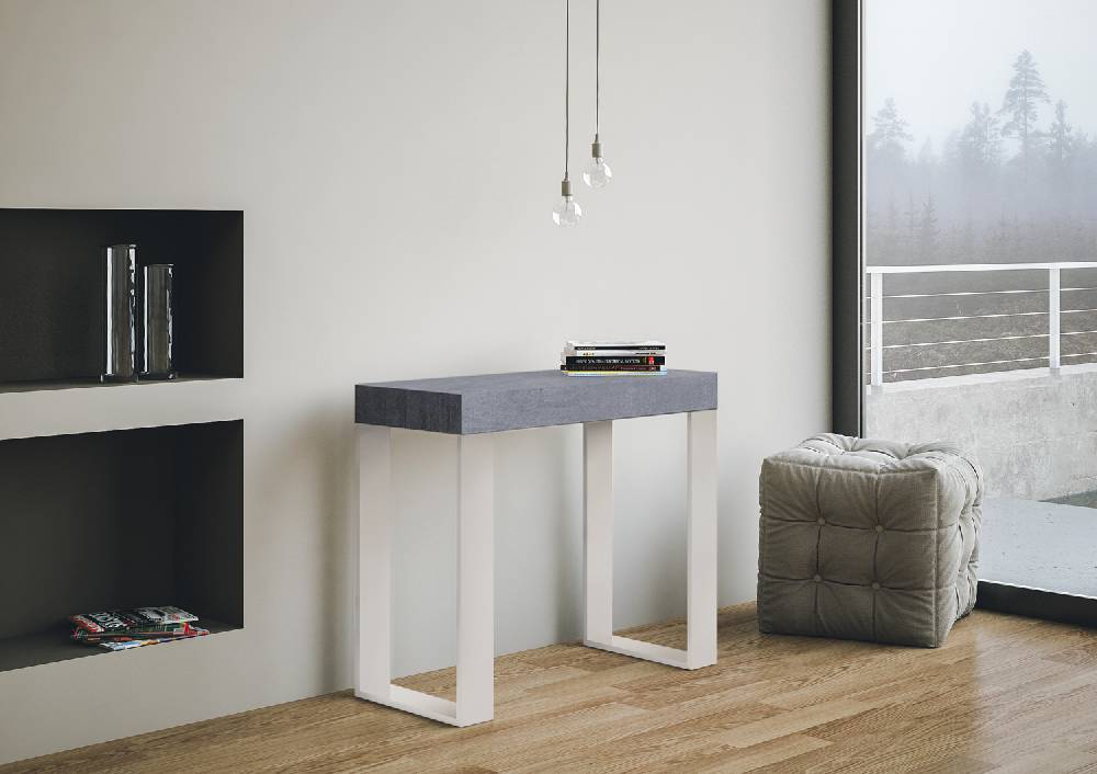 Itamoby Consolle allungabile 90×40/196 cm Tecno Small Cemento telaio Bianco Offerte