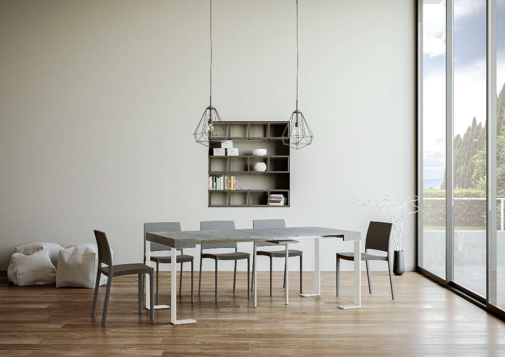 Itamoby Consolle allungabile 90×40/196 cm Tecno Small Cemento telaio Bianco Offerte