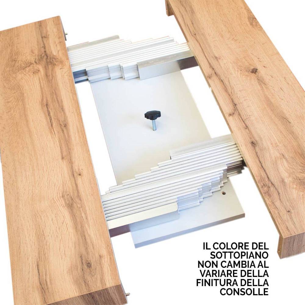 Itamoby Consolle allungabile 90×40/196 cm Tecno Small Quercia Natura telaio Bianco Vendita Calda