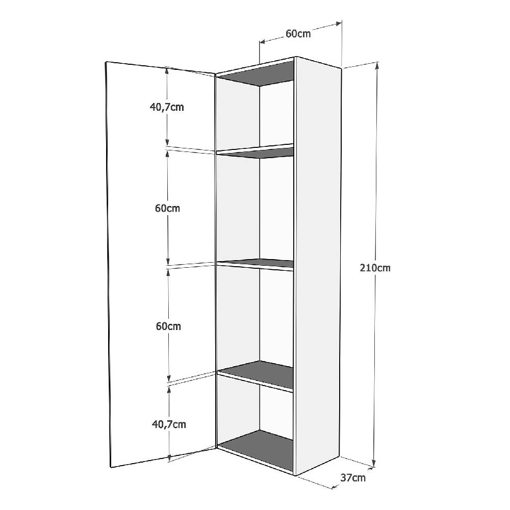 Itamoby Base Colonna a terra L.60 H.210,3 P.39,5 sx-dx Bianco Frassino Sconto