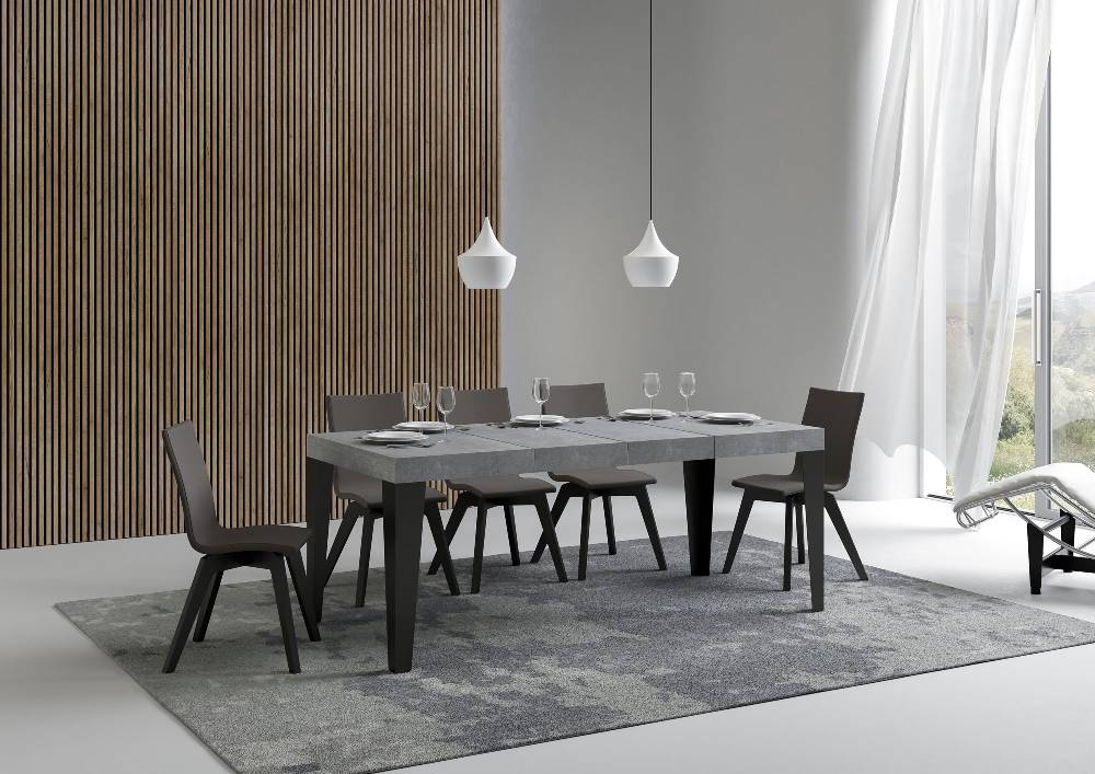 Itamoby Tavolo allungabile 90X140/244 cm Flame Premium Cemento telaio Antracite Italia