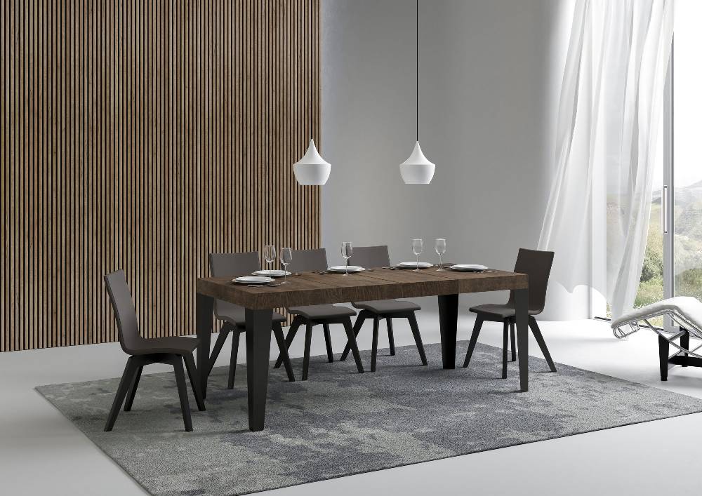 Itamoby Tavolo allungabile 90×130/234 cm Flame Premium Noce telaio Antracite Nuovo