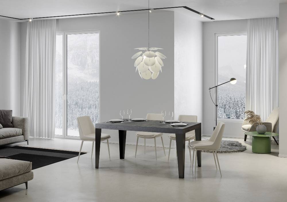 Itamoby Tavolo allungabile 90×130/234 cm Flame Premium Cemento telaio Antracite Qualità