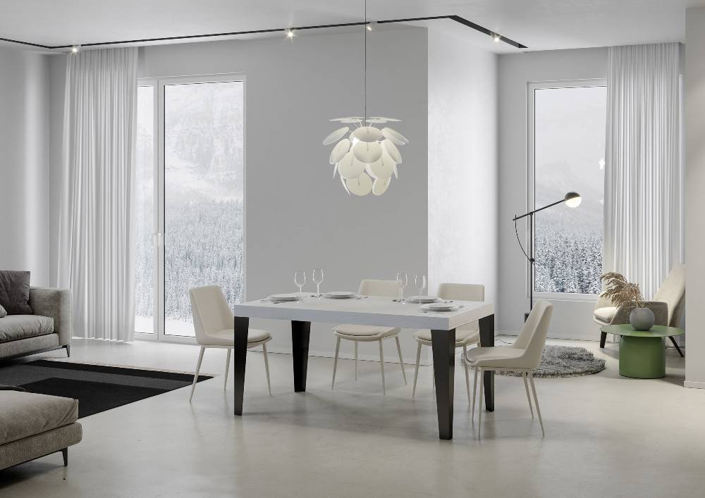 Itamoby Tavolo allungabile 90X120/224 cm Flame Premium Bianco Frassino telaio Antracite Qualità Garantita