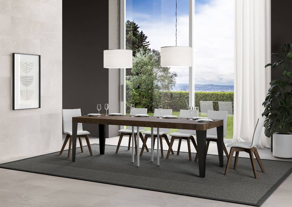 Itamoby Tavolo allungabile 90×90/246 cm Flame Premium Noce telaio Antracite Negozi Online
