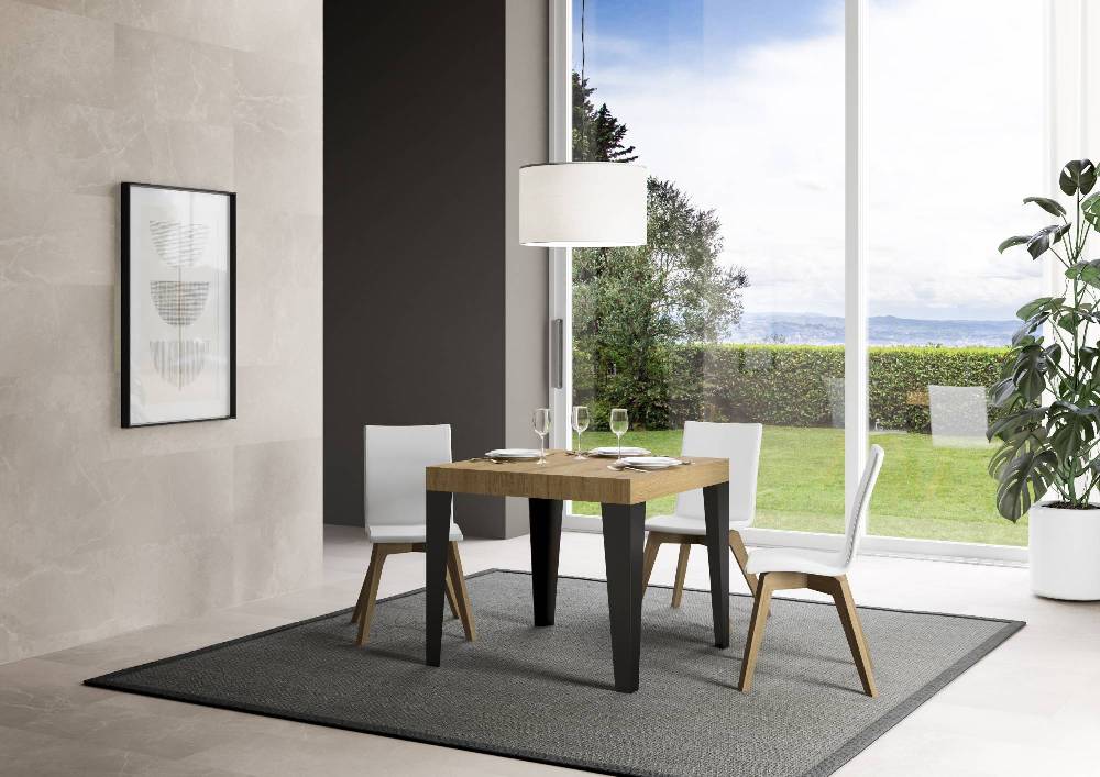 Itamoby Tavolo allungabile 90×90/246 cm Flame Premium Quercia Natura telaio Antracite Consegna Veloce