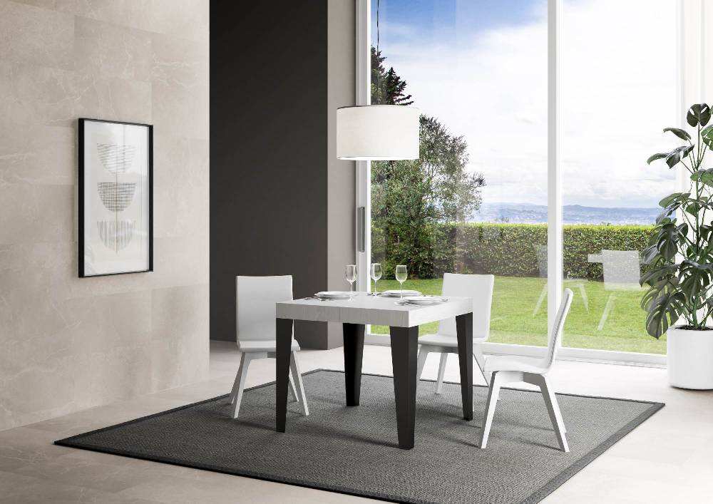 Itamoby Tavolo allungabile 90×90/246 cm Flame Premium Bianco Frassino telaio Antracite Promozione Limitata