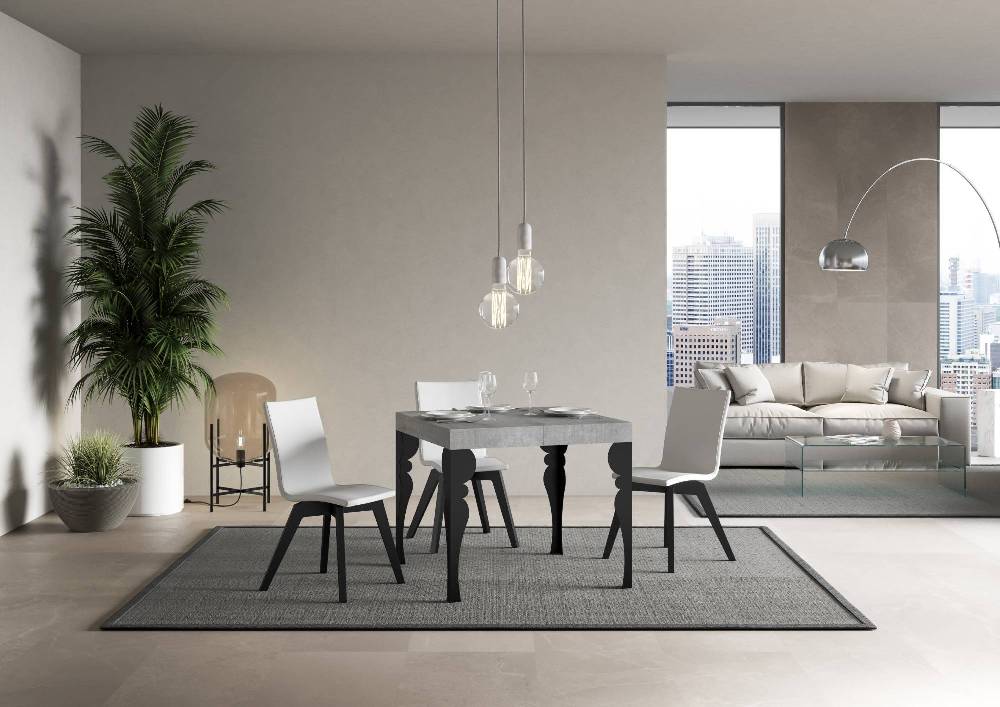 Itamoby Tavolo allungabile 90×90/246 cm Paxon Premium Cemento telaio Antracite Vendite Flash