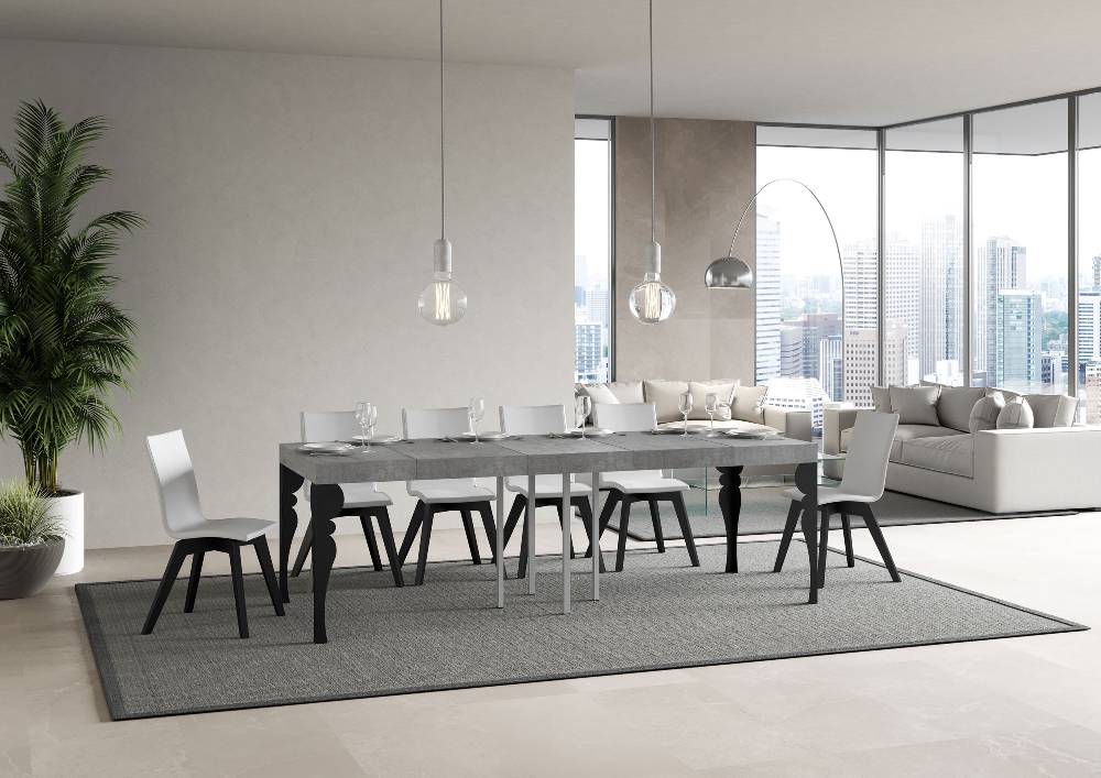 Itamoby Tavolo allungabile 90×90/246 cm Paxon Premium Cemento telaio Antracite Vendite Flash