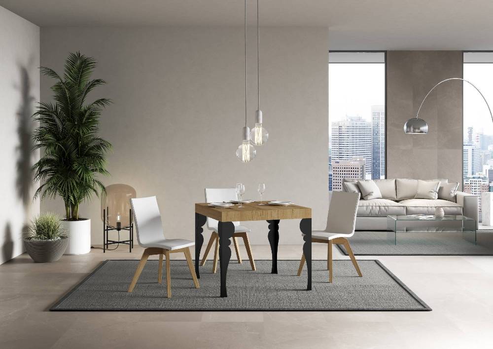 Itamoby Tavolo allungabile 90×90/246 cm Paxon Premium Quercia Natura telaio Antracite Negozio