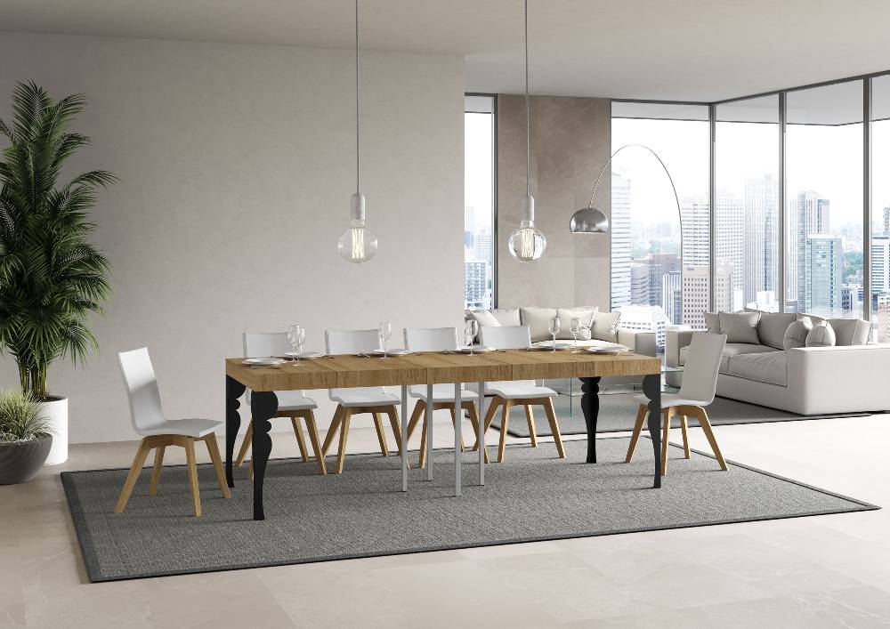 Itamoby Tavolo allungabile 90×90/246 cm Paxon Premium Quercia Natura telaio Antracite Negozio