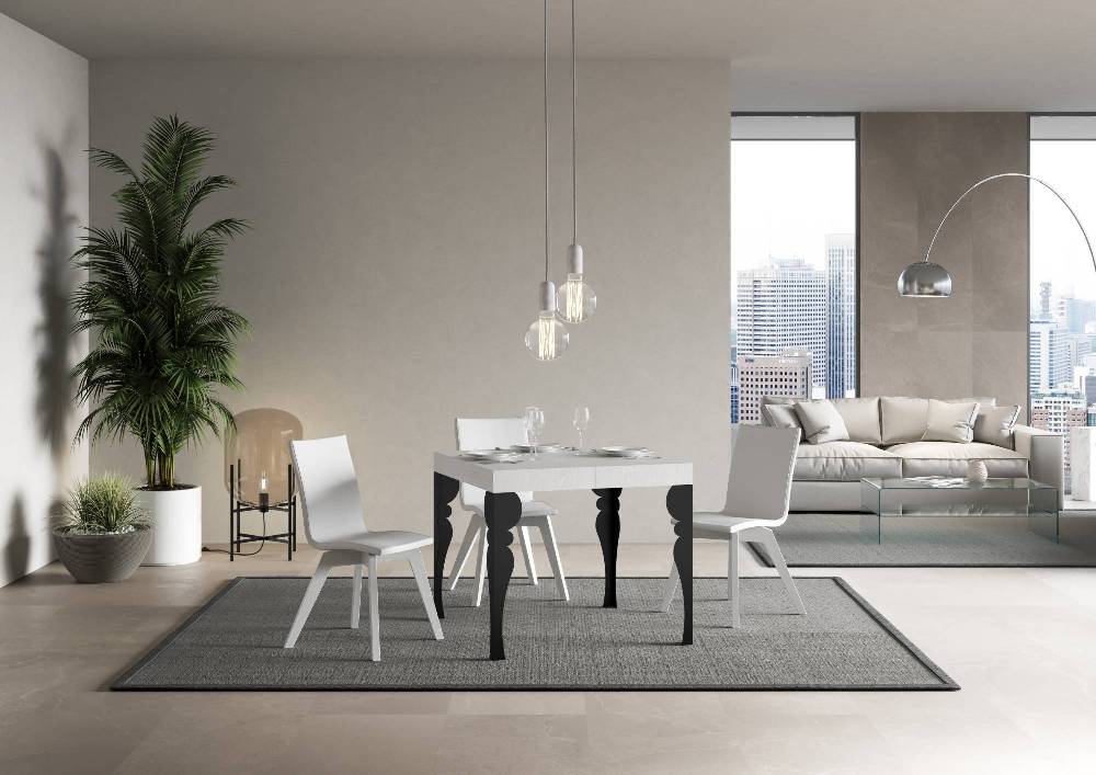 Itamoby Tavolo allungabile 90×90/246 cm Paxon Premium Bianco Frassino telaio Antracite In Saldo