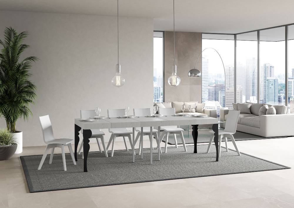 Itamoby Tavolo allungabile 90×90/246 cm Paxon Premium Bianco Frassino telaio Antracite In Saldo