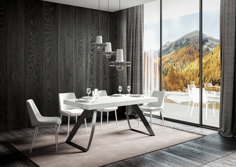 Itamoby Tavolo allungabile 90×180/284 cm Proxy Premium Bianco Frassino telaio Antracite Italy