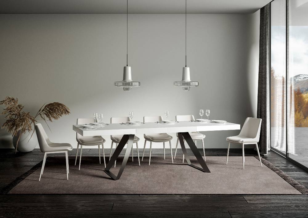 Itamoby Tavolo allungabile 90×180/284 cm Proxy Premium Bianco Frassino telaio Antracite Italy