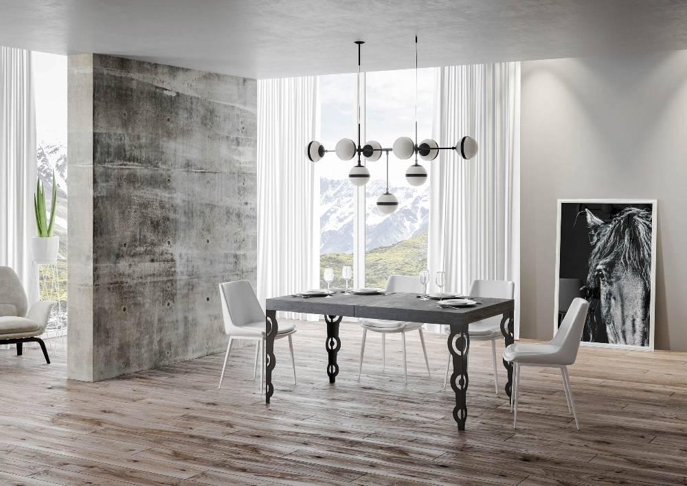 Itamoby Tavolo allungabile 90×180/284 cm Karamay Premium Cemento telaio Antracite Qualità