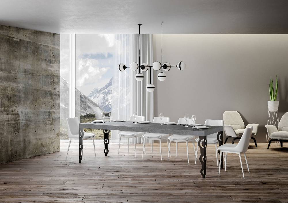 Itamoby Tavolo allungabile 90×180/284 cm Karamay Premium Cemento telaio Antracite Qualità