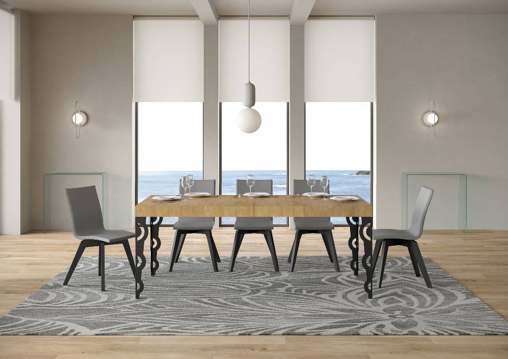 Itamoby Tavolo allungabile 90X140/244 cm Karamay Premium Quercia Natura telaio Antracite Consegna Veloce