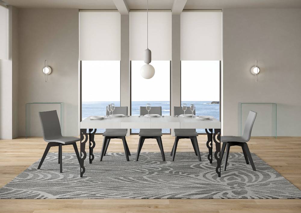 Itamoby Tavolo allungabile 90X140/244 cm Karamay Premium Bianco Frassino telaio Antracite Promozione Limitata
