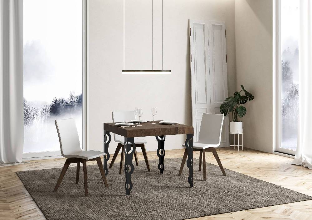 Itamoby Tavolo allungabile 90×90/246 cm Karamay Premium Noce telaio Antracite Sconto