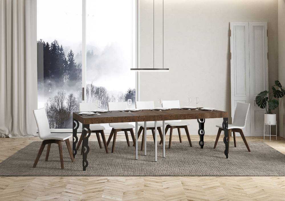 Itamoby Tavolo allungabile 90×90/246 cm Karamay Premium Noce telaio Antracite Sconto